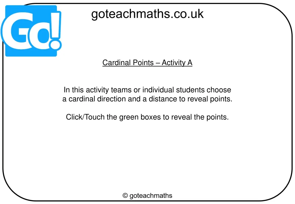 cardinal points activity a in this activity teams