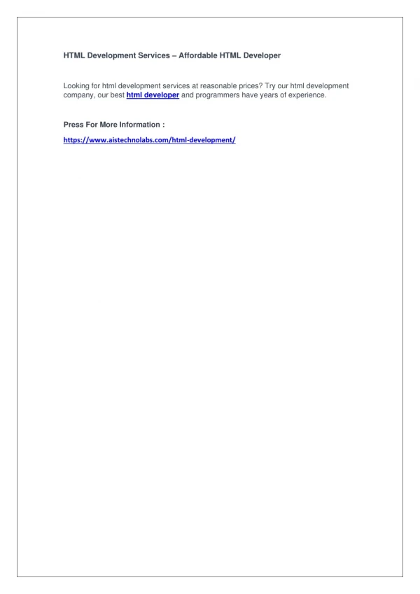 html development services affordable html