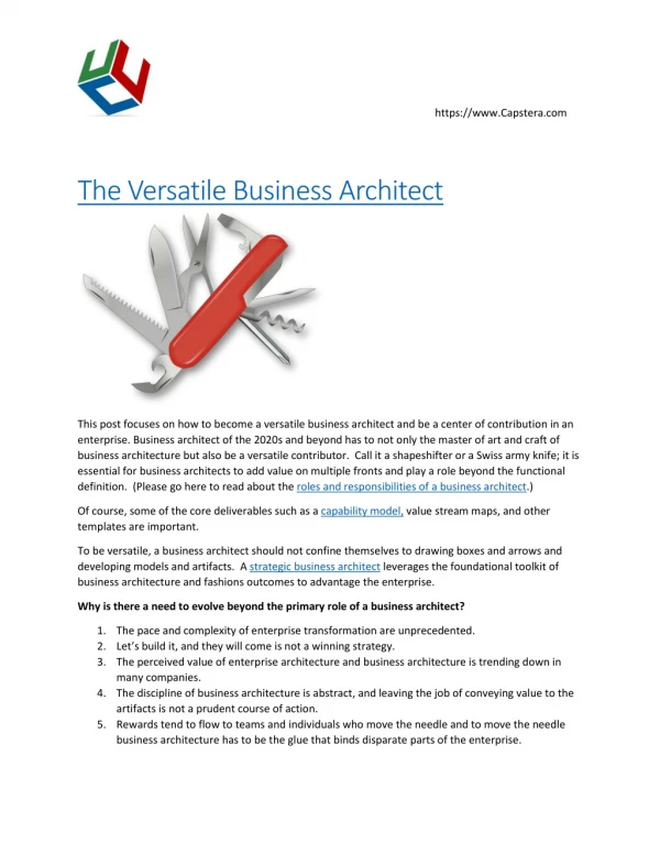 Versatile Business Architect