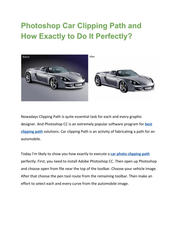 Photoshop Car Clipping Path and How Exactly to Do It Perfectly?