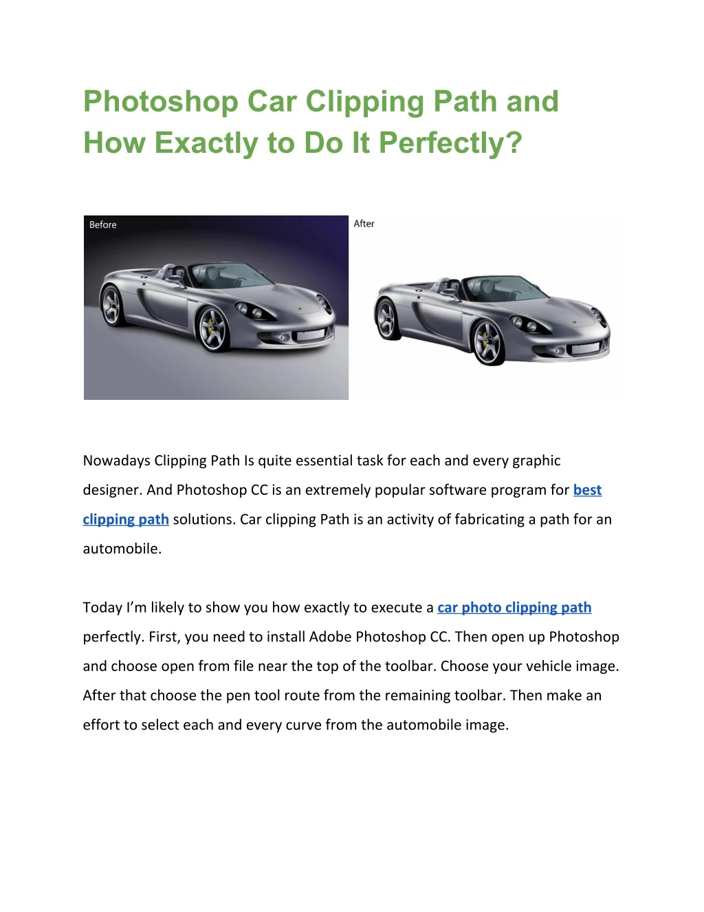 photoshop car clipping path and how exactly