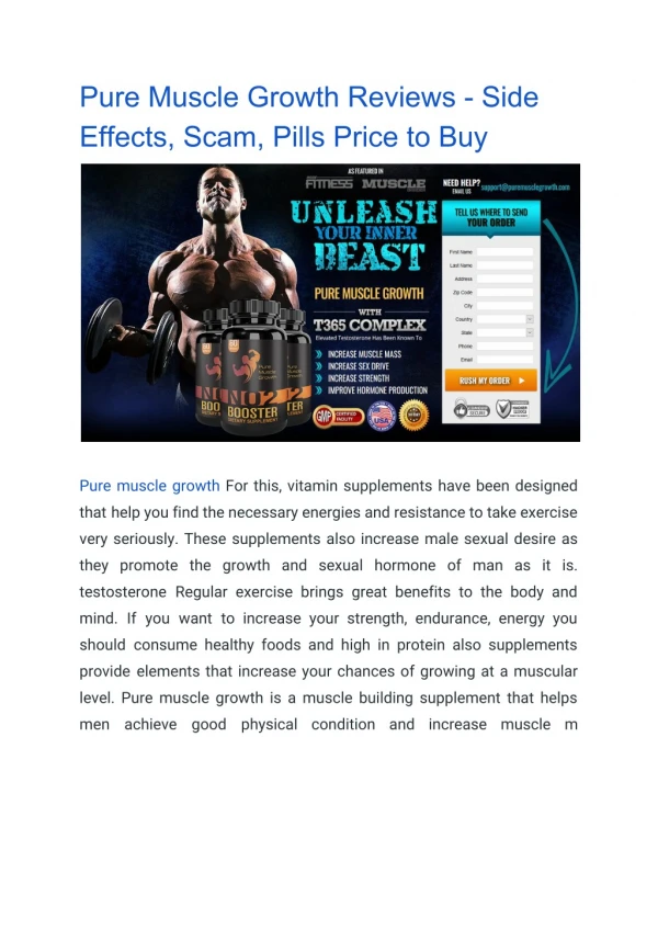 Pure Muscle Growth Reviews - Side Effects, Scam, Pills Price to Buy