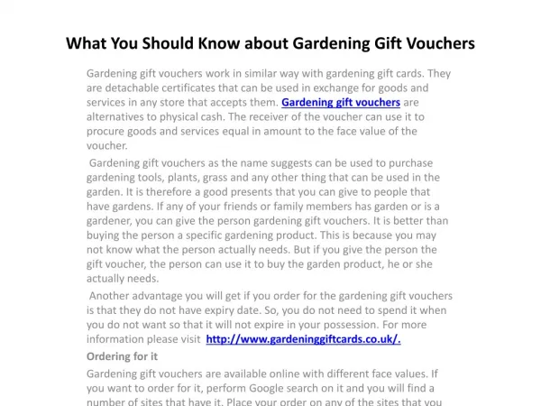 What You Should Know about Gardening Gift Vouchers
