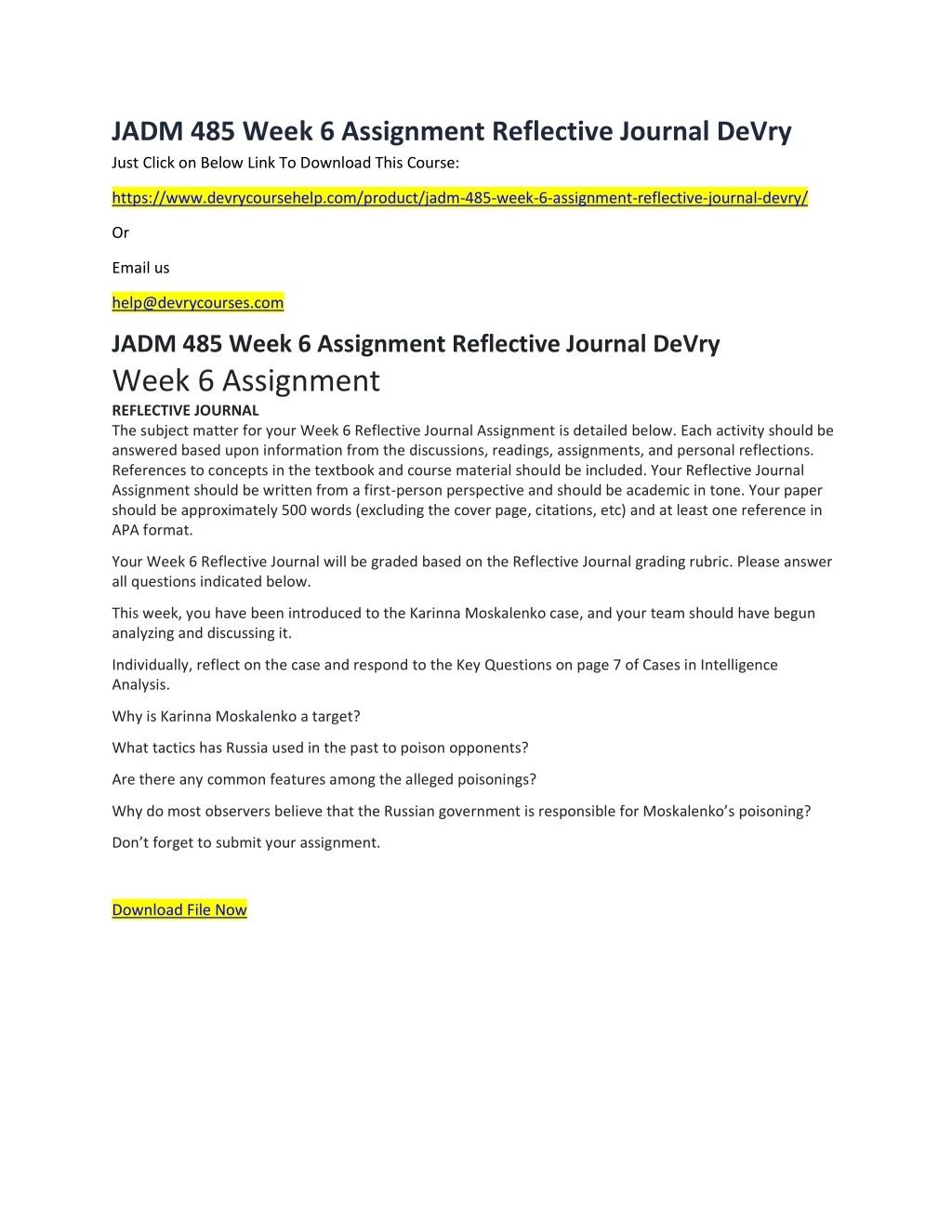 jadm 485 week 6 assignment reflective journal