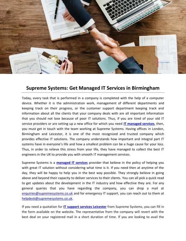 Supreme Systems: Get Managed IT Services in Birmingham