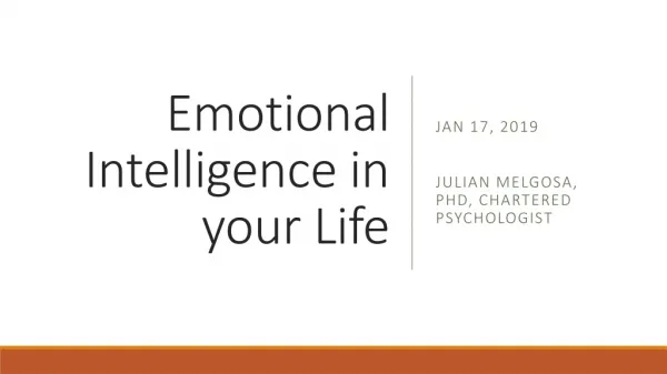 Emotional Intelligence in your Life