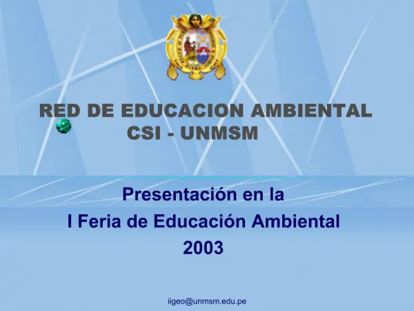 RED DE EDUCACION AMBIENTAL CSI - UNMSM