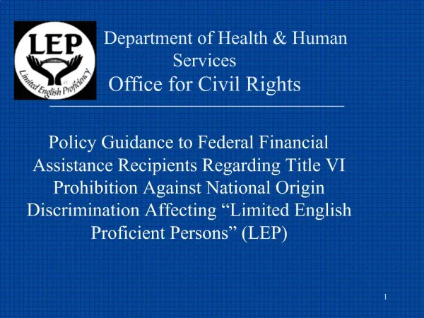 Department of Health Human Services Office for Civil Rights