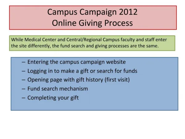 Campus Campaign 2012 Online Giving Process