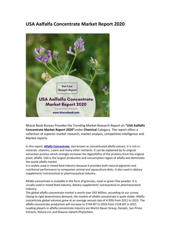 usa aalfalfa concentrate market report 2020