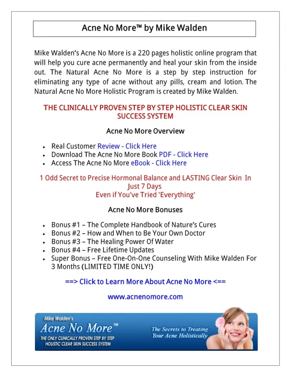 (PDF) Acne No More Book PDF Free Download: Mike Walden