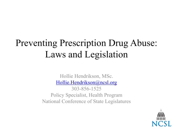 Preventing Prescription Drug Abuse: Laws and Legislation