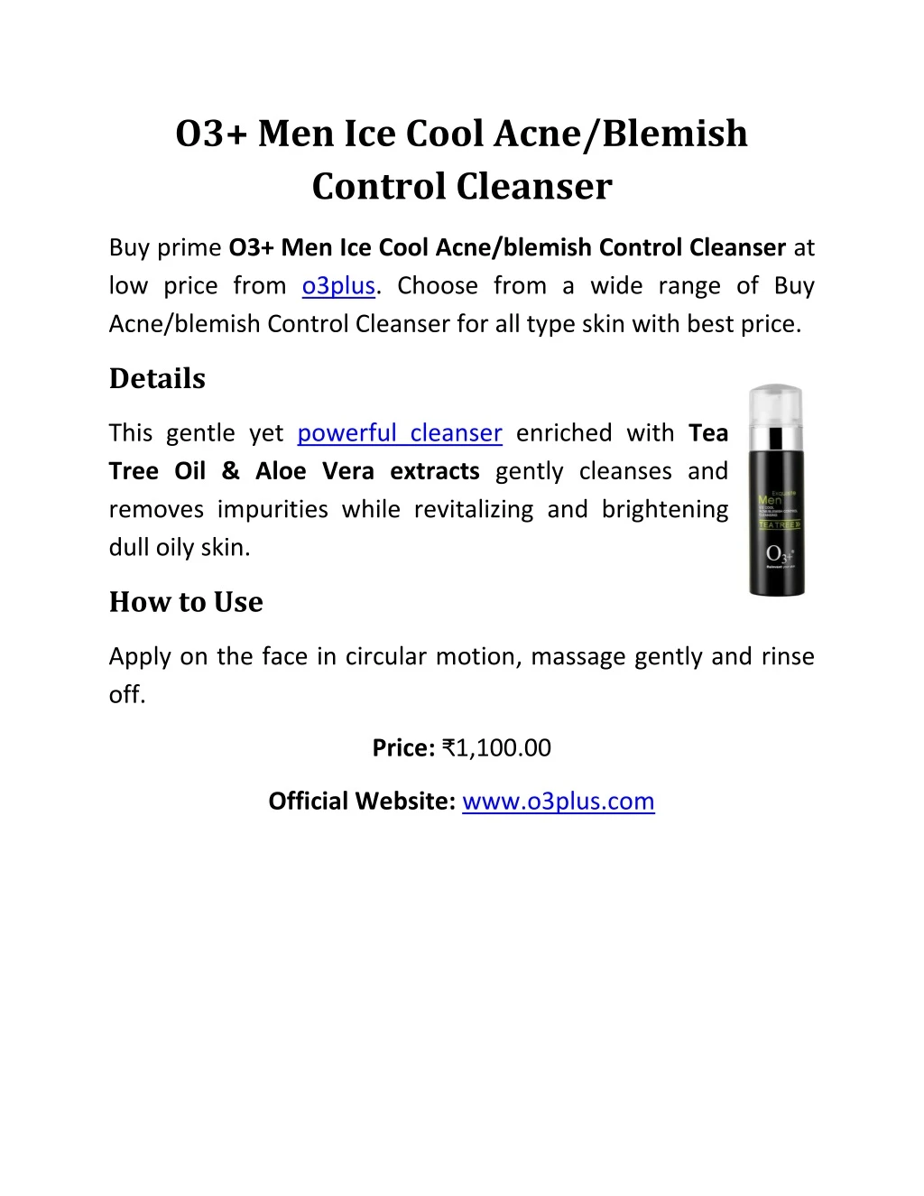 o3 men ice cool acne blemish control cleanser