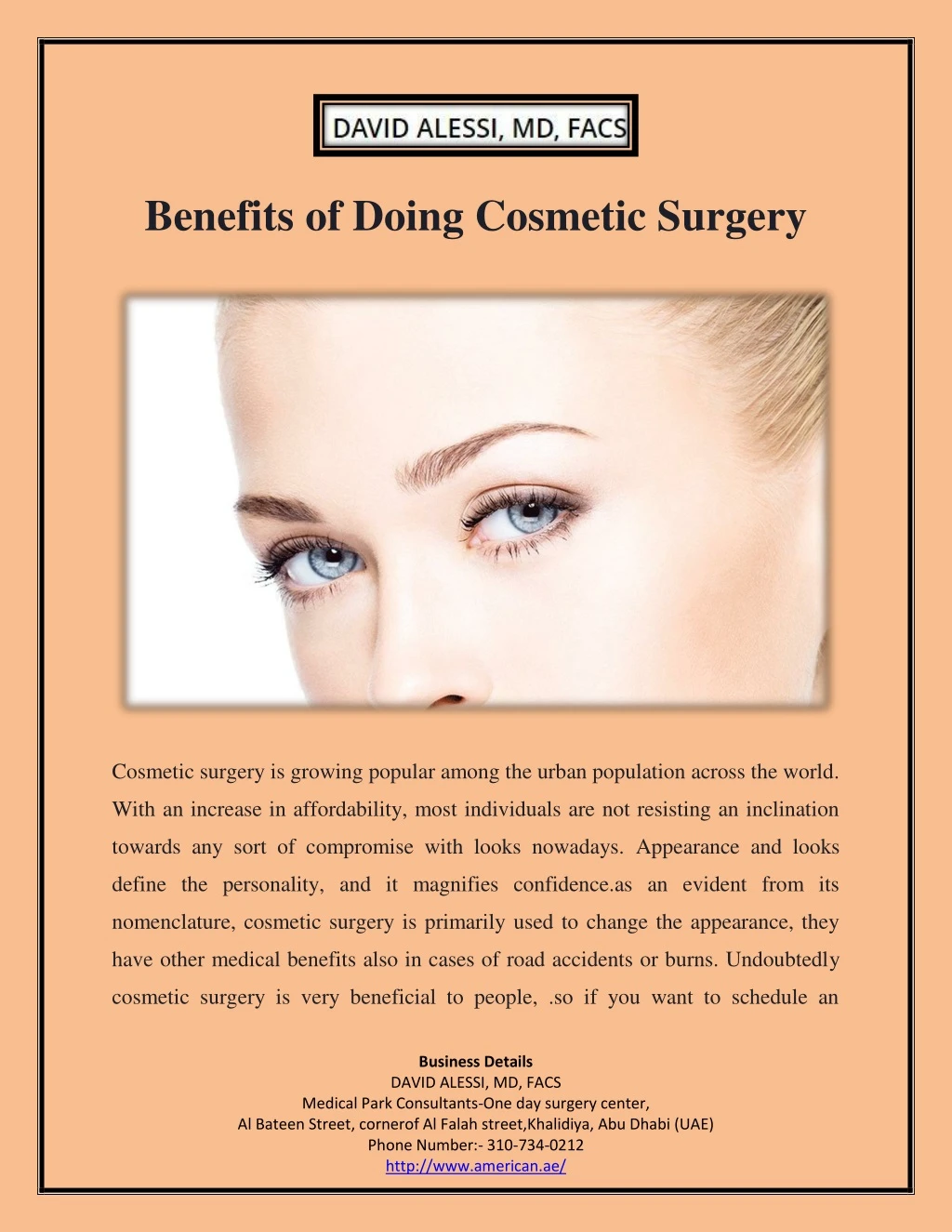 benefits of doing cosmetic surgery