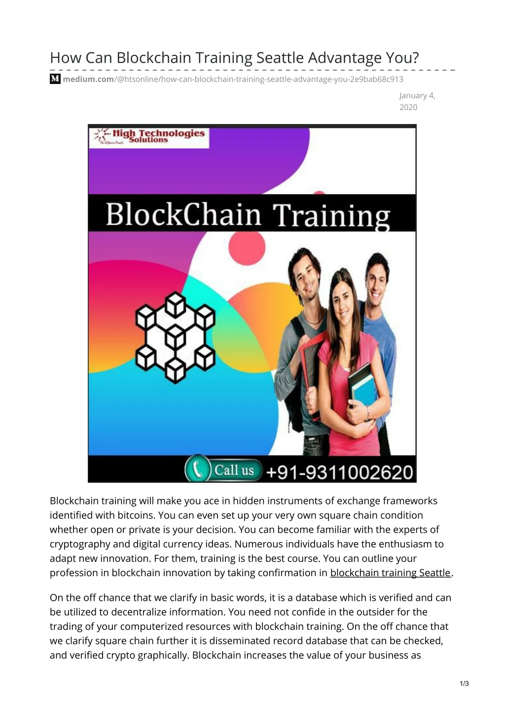 how can blockchain training seattle advantage you