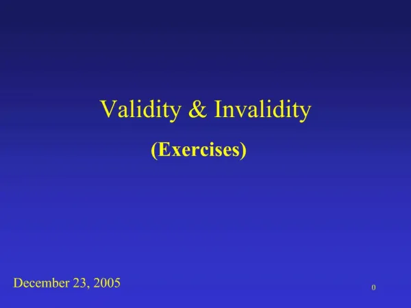 Validity Invalidity