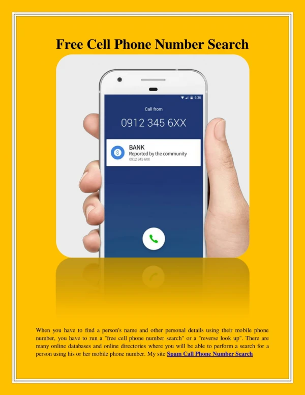 Spam Call Phone Number Search