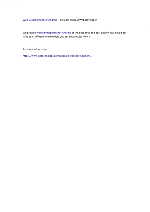 web development for android reliable android