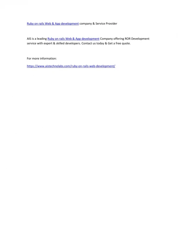 ruby on rails web app development company service