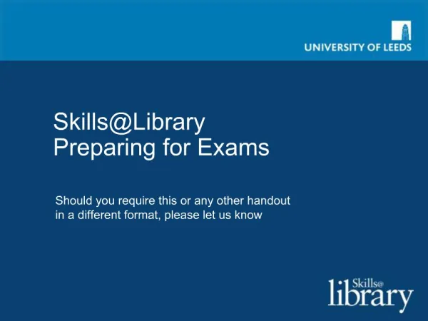 SkillsLibrary Preparing for Exams