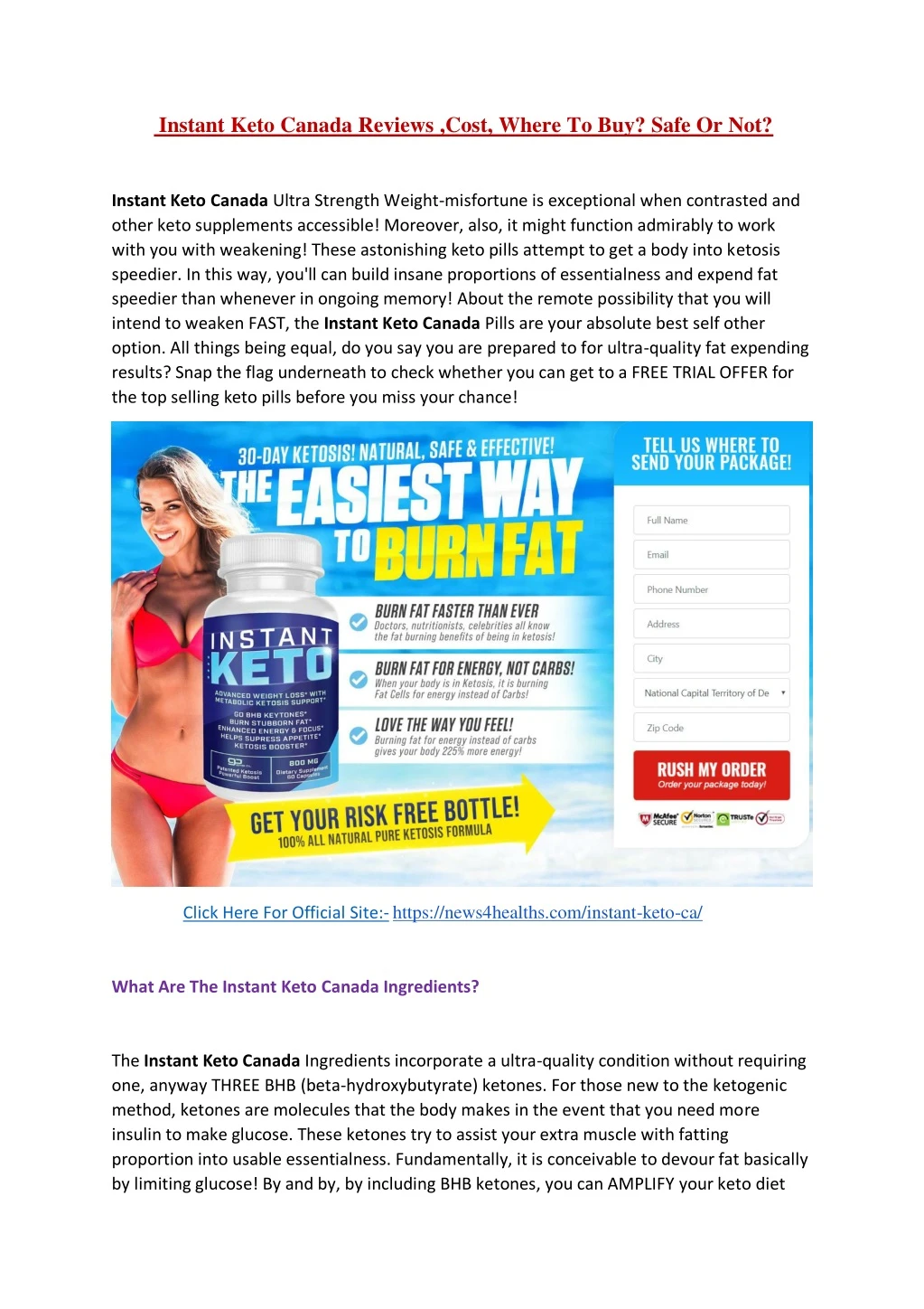 instant keto canada reviews cost where