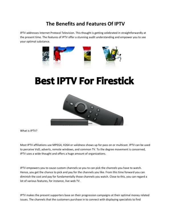 the benefits and features of iptv