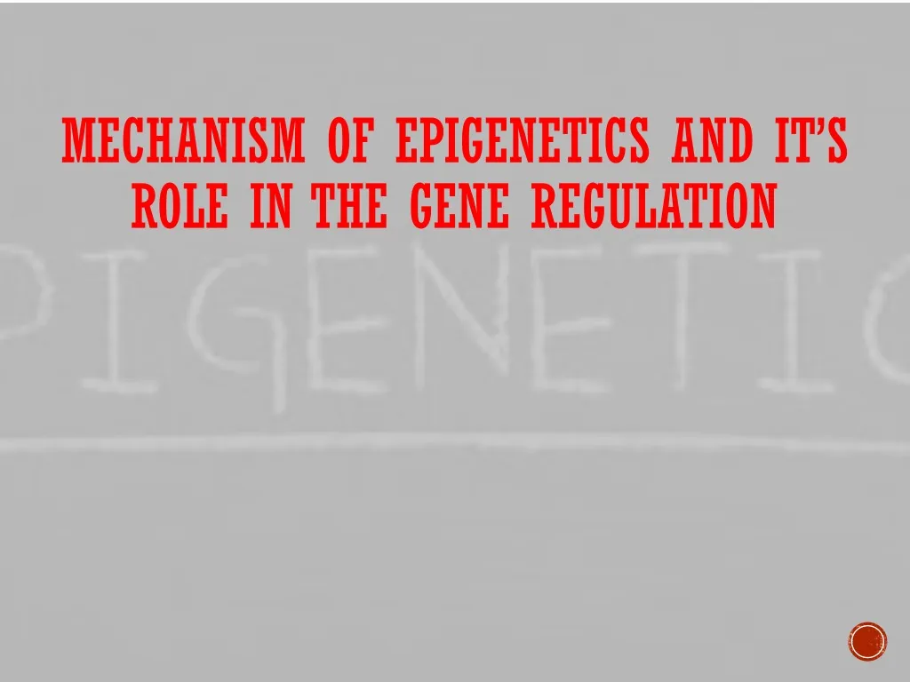 mechanism of epigenetics and it s role in the gene regulation