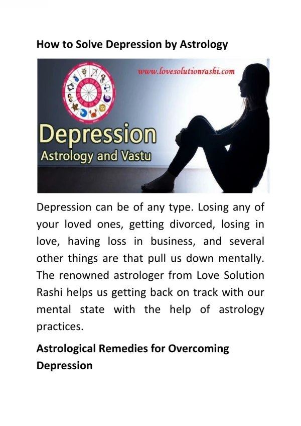 Astrological Solution For Depression