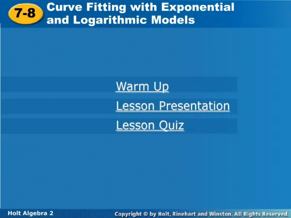 Curve Fitting with Exponential and Logarithmic Models