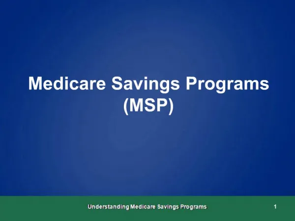 Medicare Savings Programs MSP