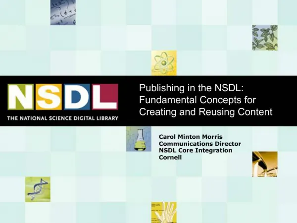 Publishing in the NSDL: Fundamental Concepts for Creating and Reusing Content