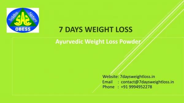 7 Days Weight Loss