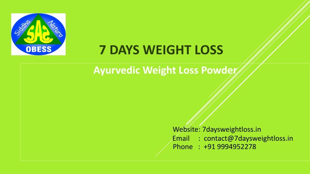 7 days weight loss