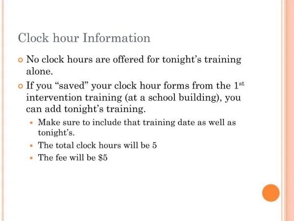 Clock hour Information