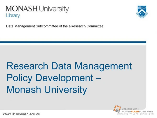 Data Management Subcommittee of the eResearch Committee