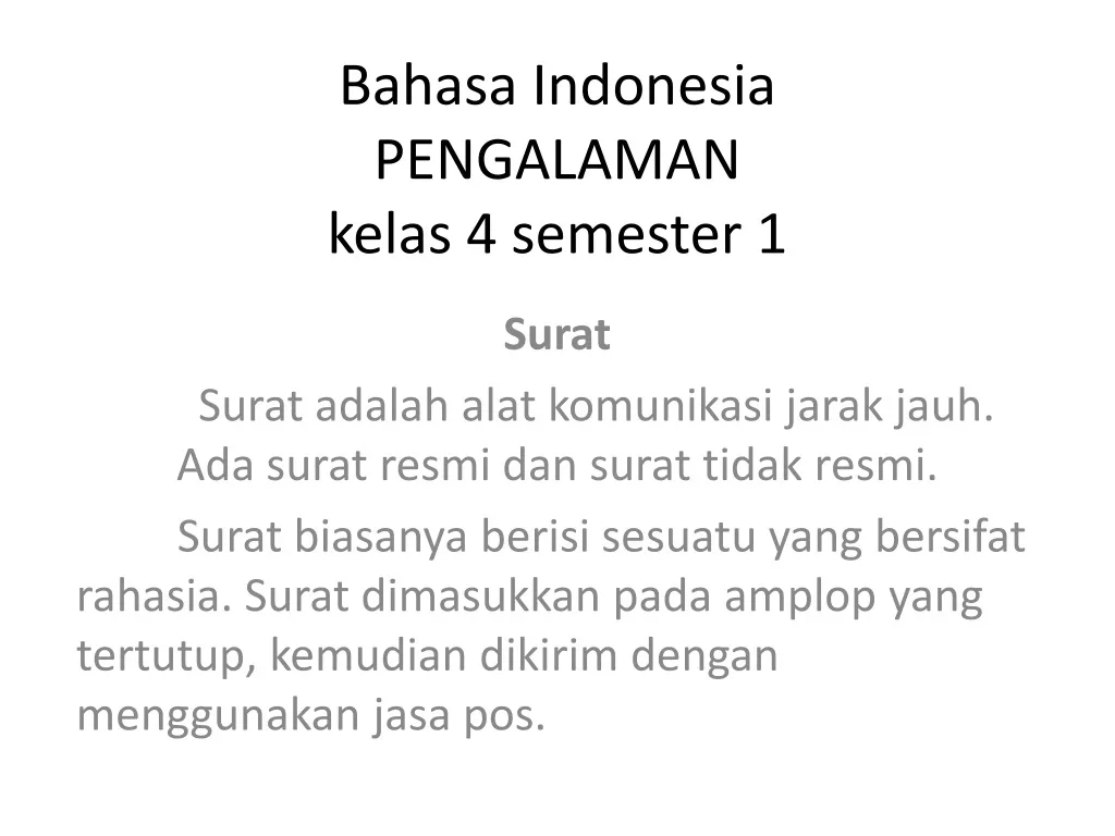 bahasa indonesia pengalaman kelas 4 semester 1