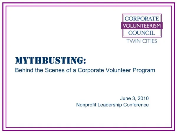 MythBusting: Behind the Scenes of a Corporate Volunteer Program