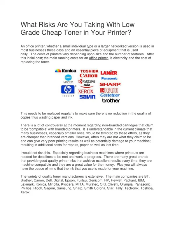 what risks are you taking with low grade cheap