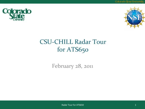 CSU-CHILL Radar Tour for ATS650