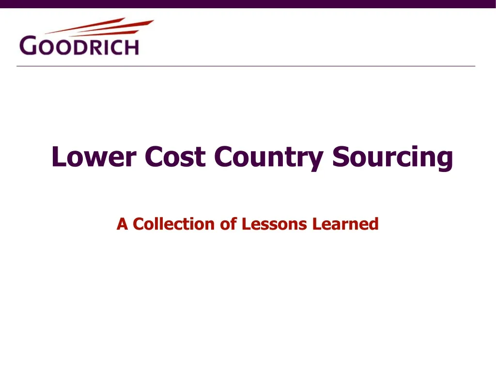 lower cost country sourcing