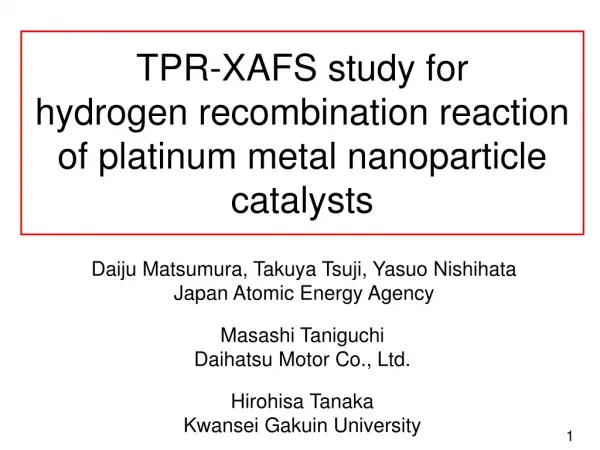 TPR-XAFS study for hydrogen recombination reaction of platinum metal nanoparticle catalysts