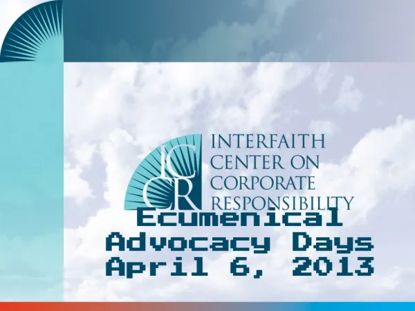 Ecumenical Advocacy Days April 6, 2013