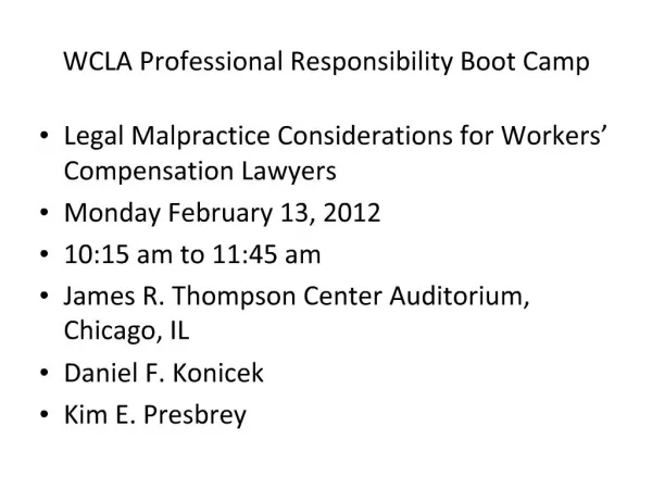 WCLA Professional Responsibility Boot Camp