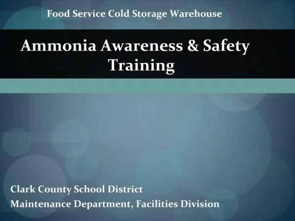 Ammonia Awareness Safety Training