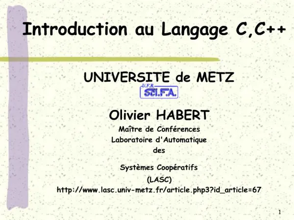 Introduction au Langage C,C