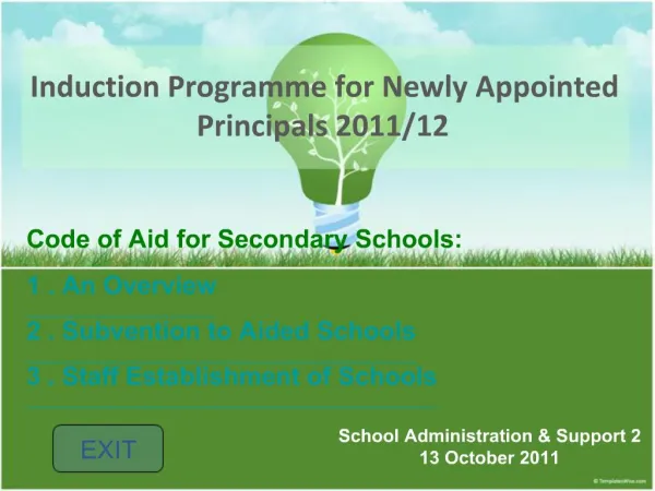 Induction Programme for Newly Appointed Principals 2011