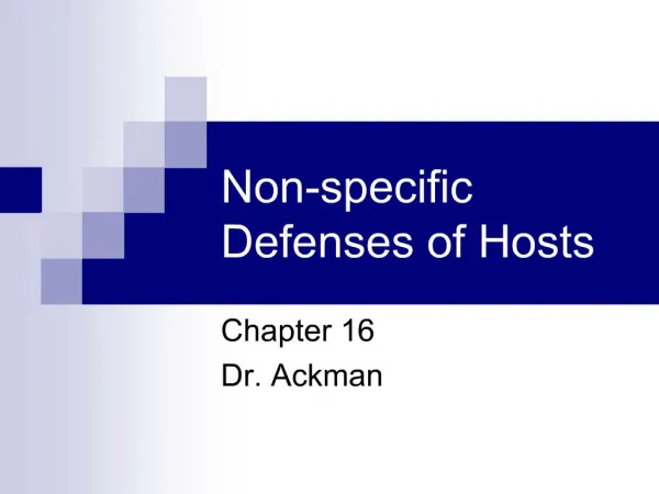 Non-specific Defenses of Hosts