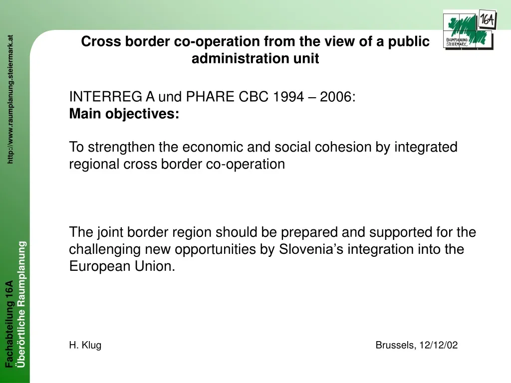 cross border co operation from the view