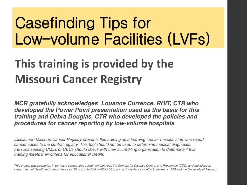 casefinding tips for l ow volume facilities lvfs