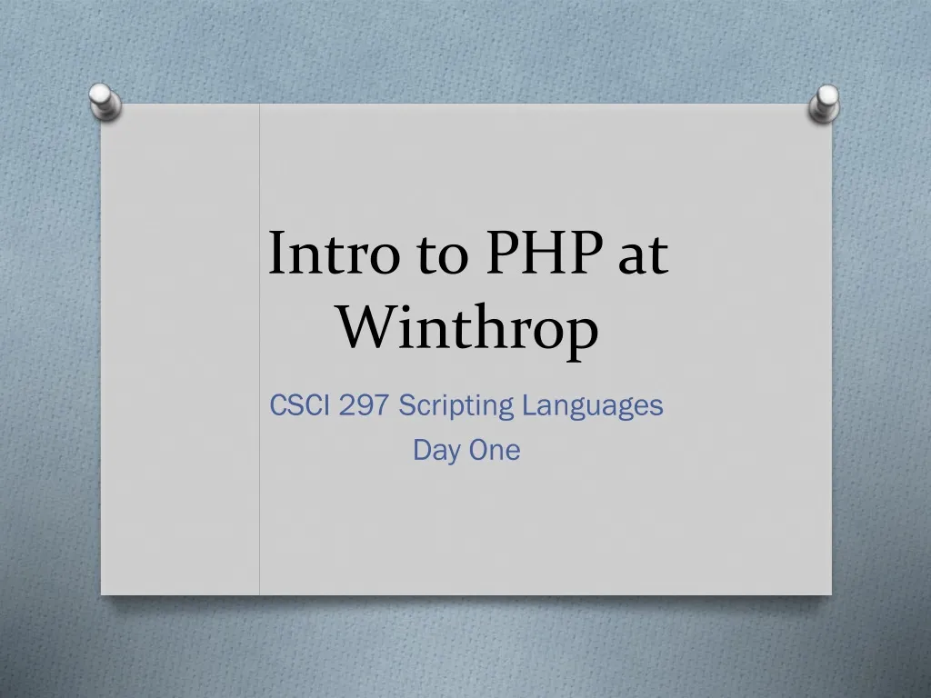 intro to php at winthrop
